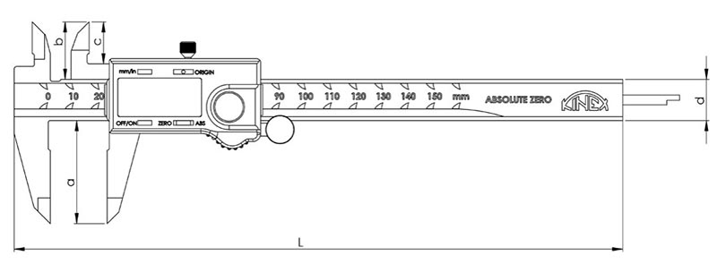 Штангенциркуль электронный ШЦЦ-1 0,01 мм DIN 862 Absolute Zero Kinex - схема