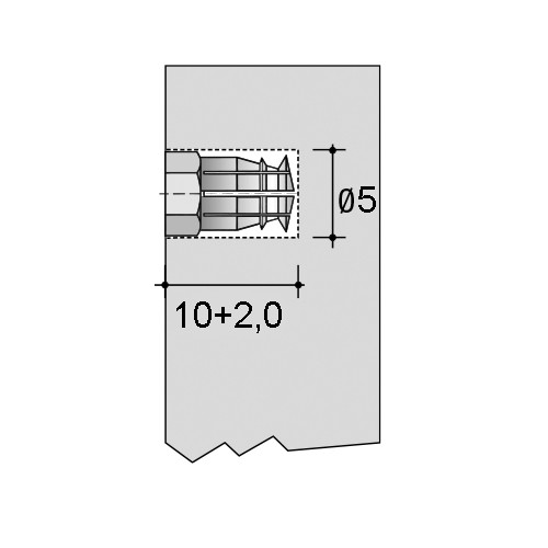 Футорка распорная металлическая без шарика, М4 Х 10, BU24 - размеры отверстия