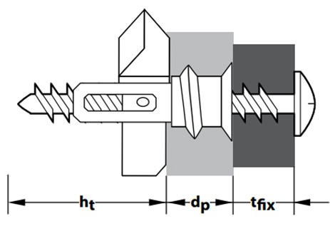 Дюбель TOX GD для гипсокартонных плит- схема, чертеж