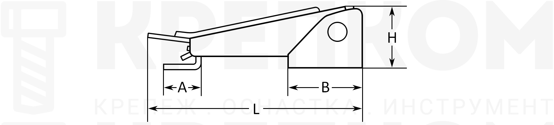 Замок-защелка L=60, 8053-L схема с размерами