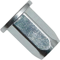 Резьбовая заклепка М8 L=19,5 мм с цилиндрическим бортиком, шестигранная, оцинкованная сталь