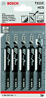 Пилка для лобзика 100 мм HCS, T111C Bosch 2608630033, 5 шт