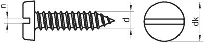 Саморезы (шурупы) по металлу с полукруглой (цилиндрической) головкой и прямым шлицем DIN 7971