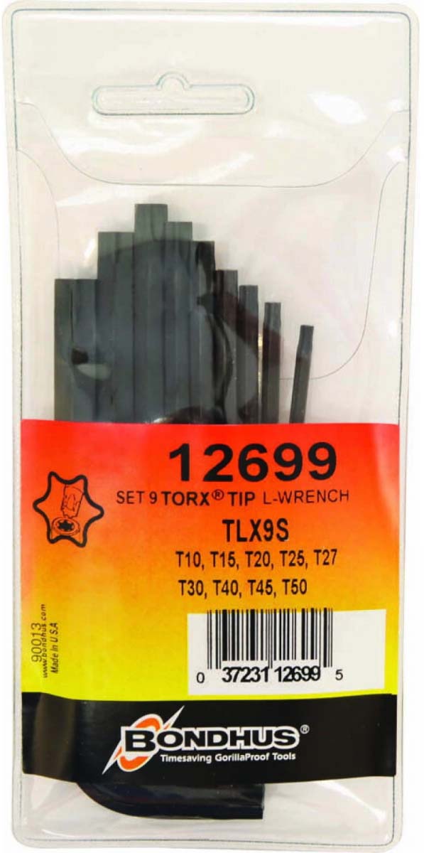 Набор коротких ключей TORX (Т10-Т50) в сумке Bondhus ProGuard 12699, 9 штук - фото