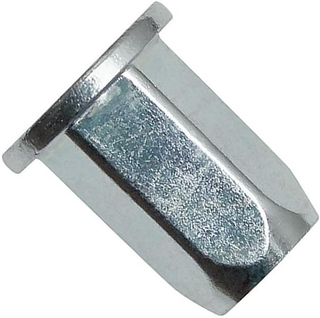 Резьбовая заклепка М6 с цилиндрическим бортиком, шестигранная, оцинкованная сталь, 100 шт - фото