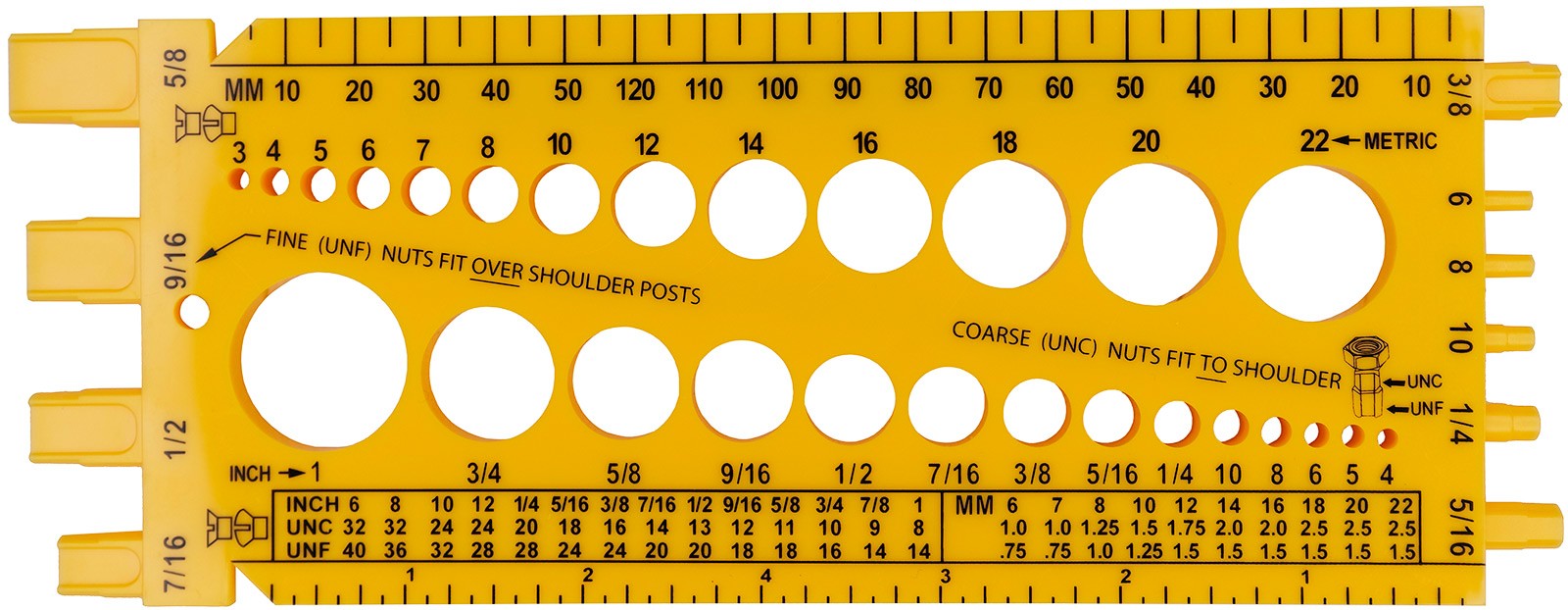 Резьбовой шаблон, линейка для определения резьбы (метрическая/дюймовая), желтая - фото