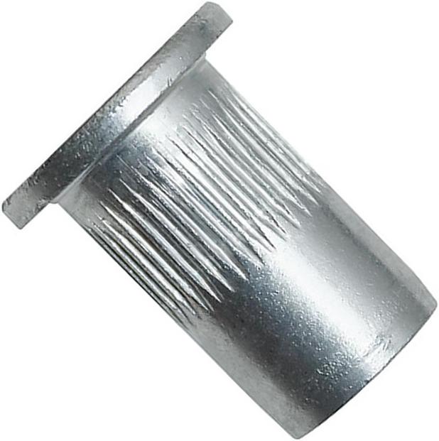 Резьбовая заклепка М8 L=21 мм с цилиндрическим бортиком и насечками, оцинкованная сталь, 200 шт - фото