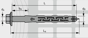 Дюбель универсальный фасадный со стопорным шурупом с шестигранной головкой SW13 Fasty BF-SS, полиамид - фото