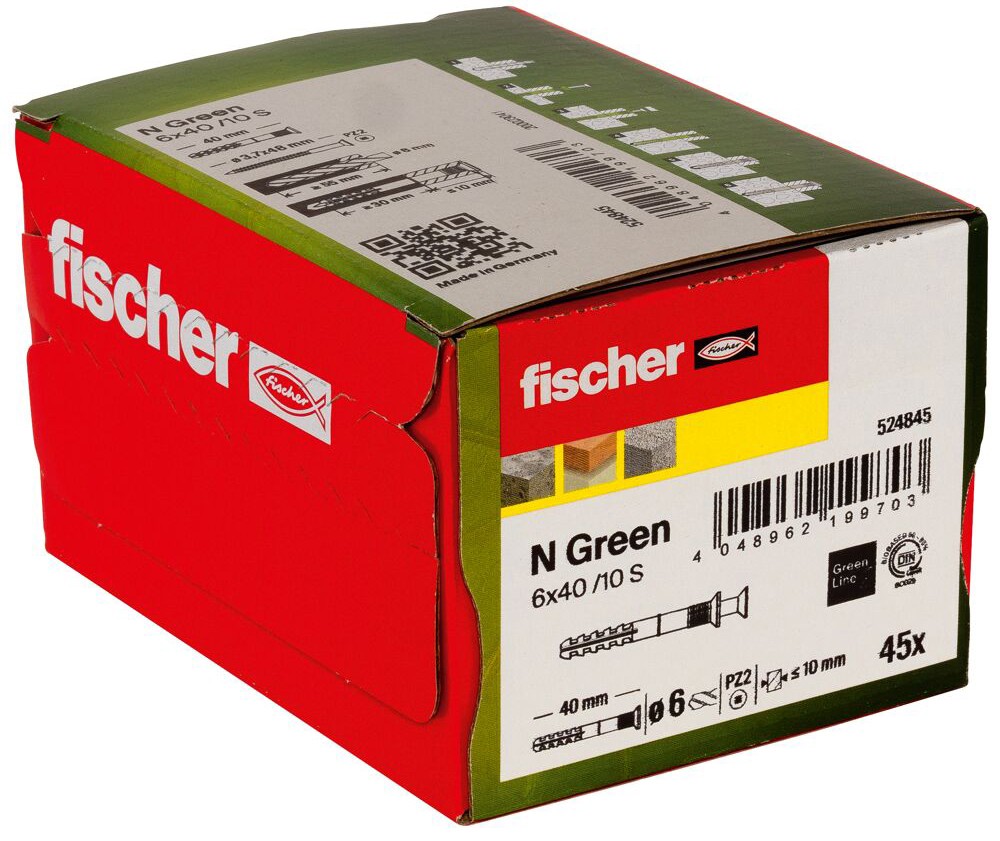 Дюбель-гвоздь с потайным бортиком Fischer N-S Green, оцинкованная сталь - фото