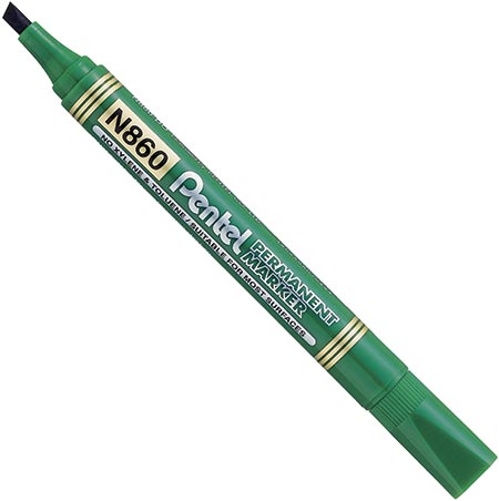 Перманентный маркер скошенный 1,5/4,5 мм Pentel N860-D, зеленый - фото