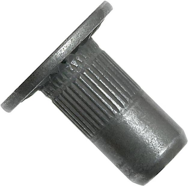 Резьбовая заклепка М6 с широким бортиком и насечками для пластика, оцинкованная сталь, 200 шт - фото