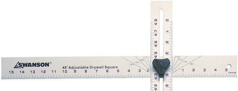 Дюймовый Т-образный угольник для раскроя гипсокартонных плит Swanson 48" AD124, алюминий - фото
