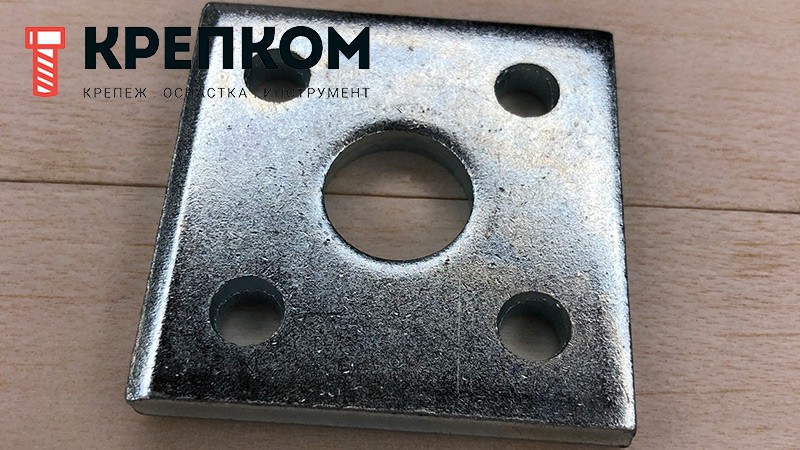 Пластина опорная 100х100 мм ПТ, оцинкованная сталь - фото