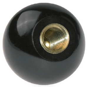 Ручка шаровая М4 DIN 319 форма E с латунной вставкой, черный пластик - фото