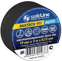 Изолента SafeLine Multech 911 19/5 (черная) - фото