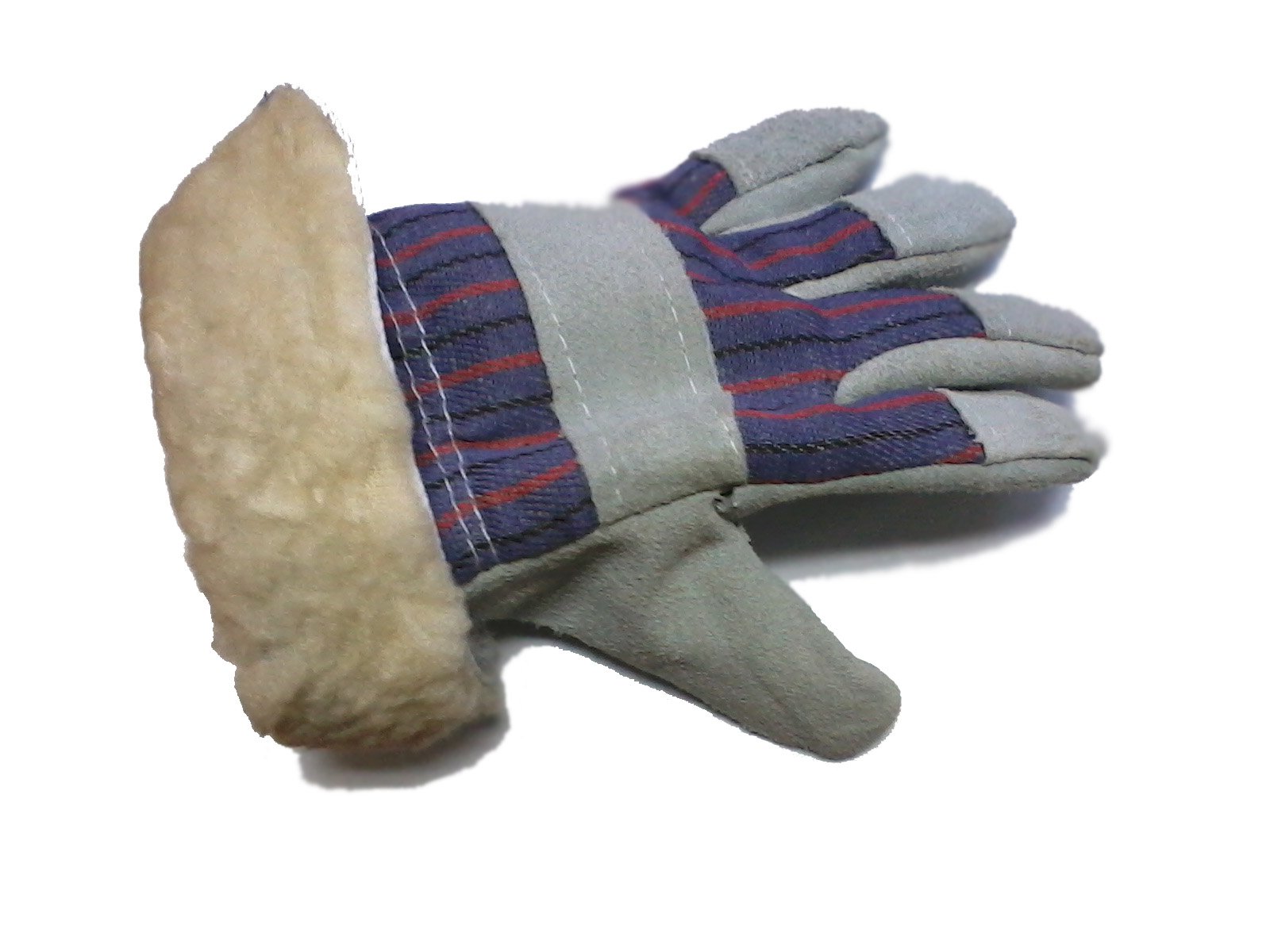 Перчатки спилковые комбинированные, утепленные - фото