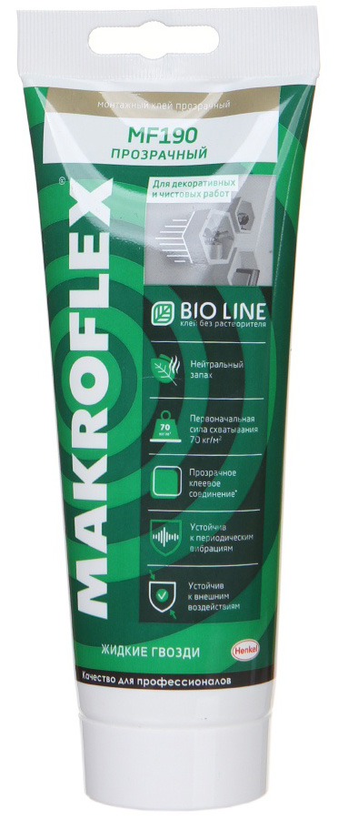 Клей монтажный Bio Line MF 190 Прозрачный Makroflex 2670486, 185 гр - фото