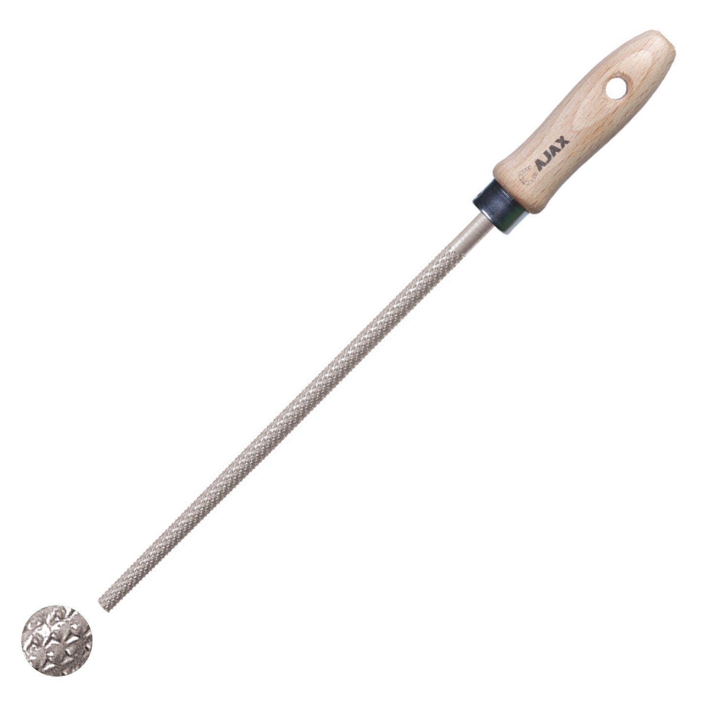Рашпиль круглый AJAX PRK с деревянной ручкой
