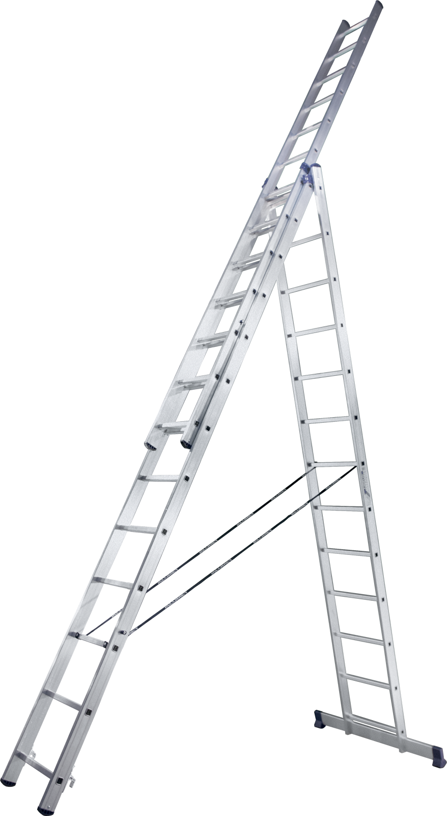 Трехсекционная универсальная лестница Алюмет Н3, алюминий - фото
