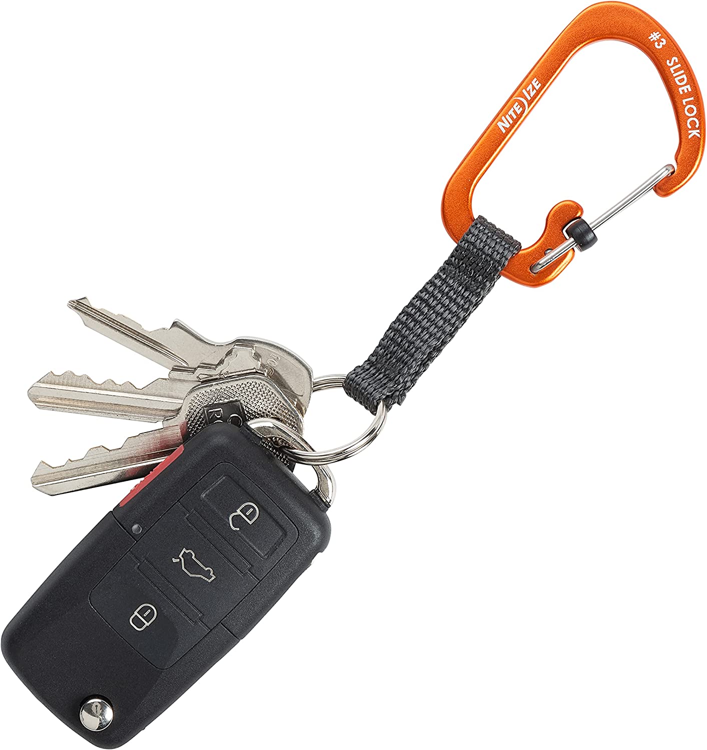 Карабин-брелок Nite Ize SlideLock KeyRing CSLAW3-19-R6, размер 3, оранжевый - фото