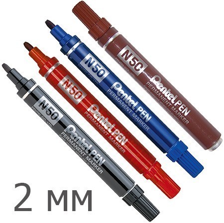 Перманентный ударопрочный маркер 2 мм Pentel Pen N50 - фото