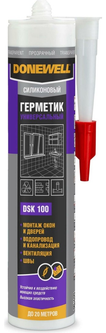 Герметик силиконовый универсальный 260 мл Donewell DSK-100, прозрачный
