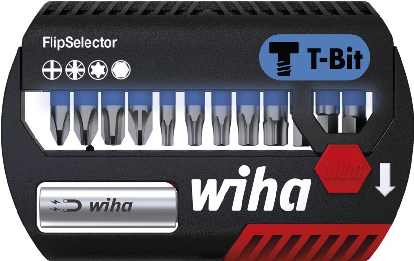 Набор бит PH, PZ, TX, HEX типа T-Bit длиной 25 мм, C1/4" Wiha Flip Selector 41826, 31 предмет - фото