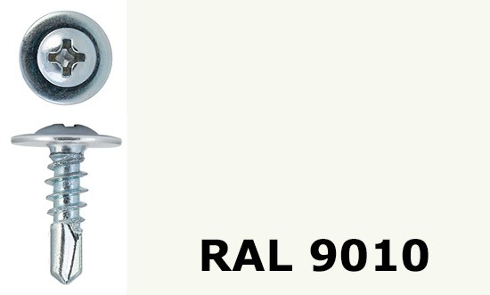 Саморез-клоп с буром 4,2х41 окрашенный, RAL 9010 (белый) - фото