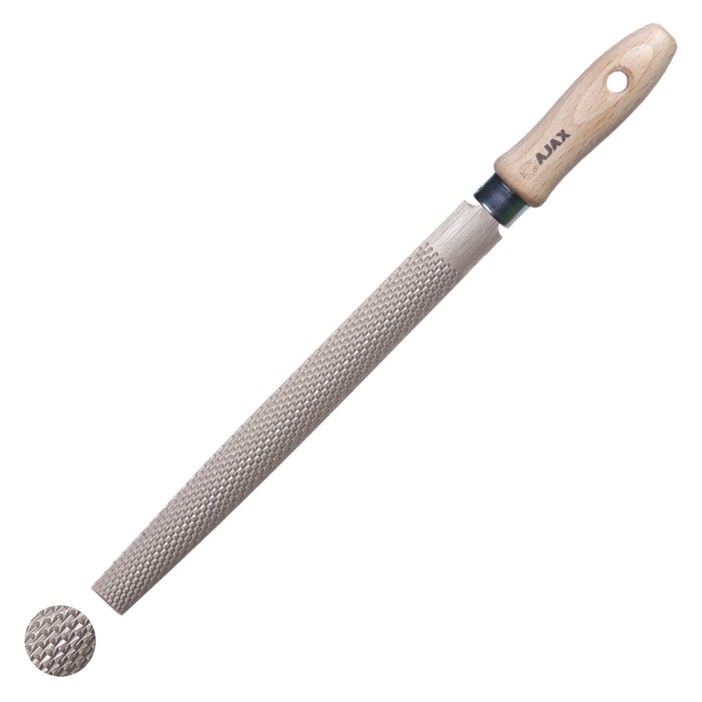 Рашпиль полукруглый AJAX PRP с деревянной ручкой - фото