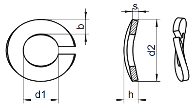 DIN128B Шайба пружинная одновитковая форма В - чертеж, схема