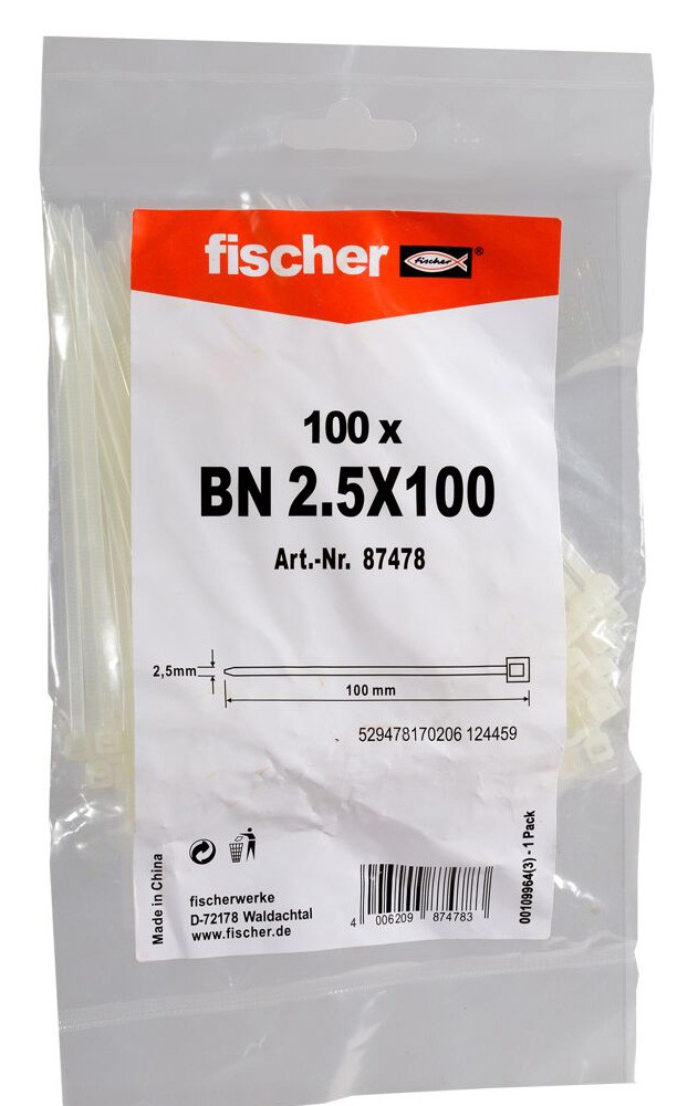 Кабельная стяжка нейлоновая Fischer BN/UBN - фото