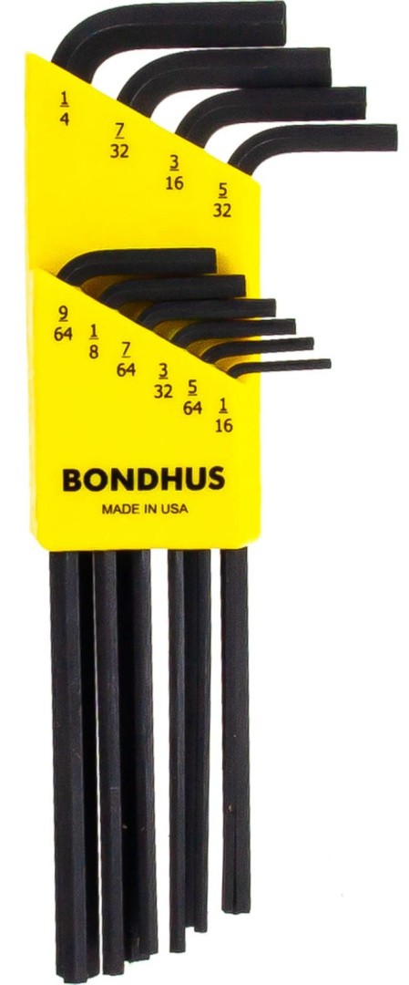 Набор дюймовых шестигранных, удлинённых ключей (1/16"-1/4") Bondhus ProGuard 12138, 10 штук