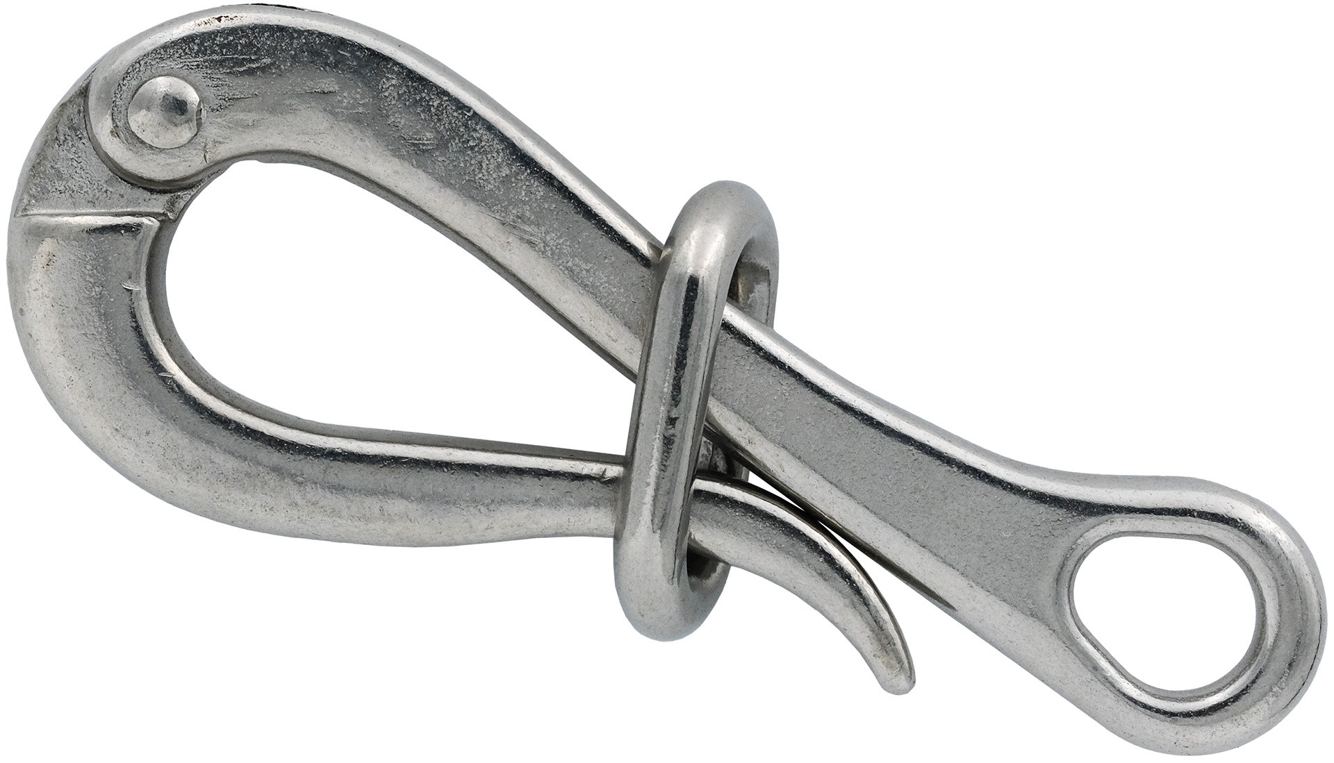 Карабин пеликан с кольцом 4" (100 мм), нержавеющая сталь А4 - фото