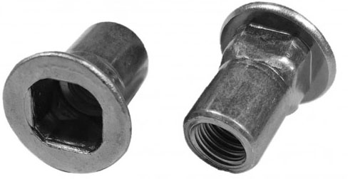 Заклепка М6 резьбовая полуквадратная с цилиндрическим бортиком, сталь - фото