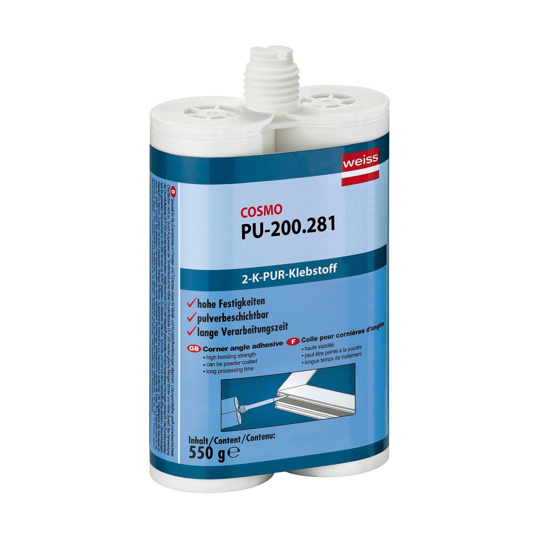Двухкомпонентный полиуретановый клей Cosmofen DUO 900гр Cosmo PU-200.281, белый - фото