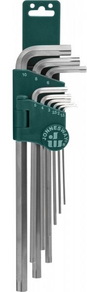 Набор шестигранных удлинённых ключей (1,5-10 мм) для изношенного крепежа Jonnesway H22S109S, 9 штук - фото