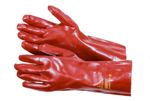 Перчатки  рабочие c полимер. покрытием  ELEMENTA OPTIMA PVC RUBY ™ 35 CM - фото