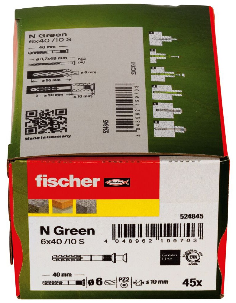 Дюбель-гвоздь с потайным бортиком Fischer N-S Green, оцинкованная сталь - фото
