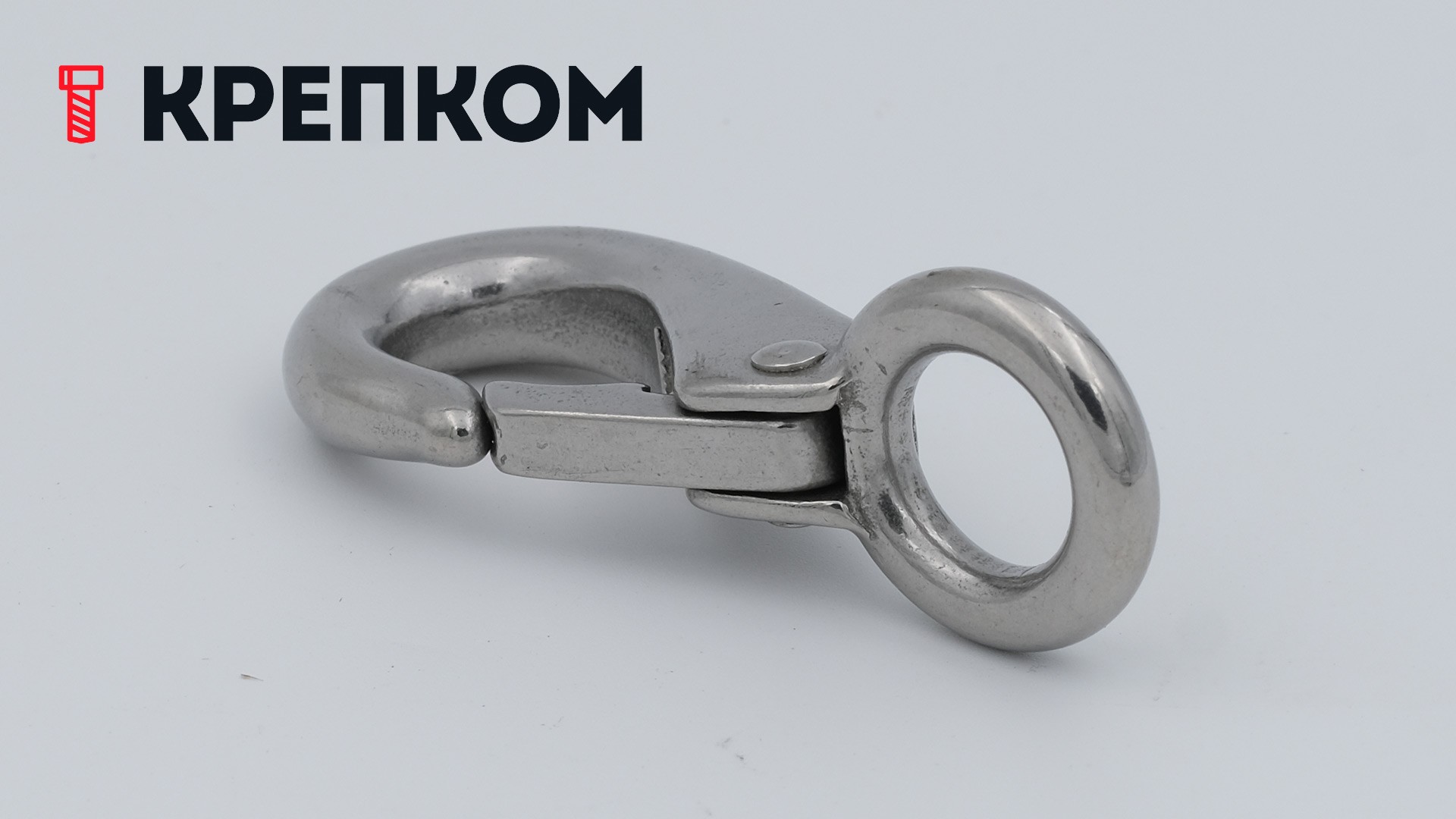 Карабин-защелка с кольцом, нержавеющая сталь А4 - фото
