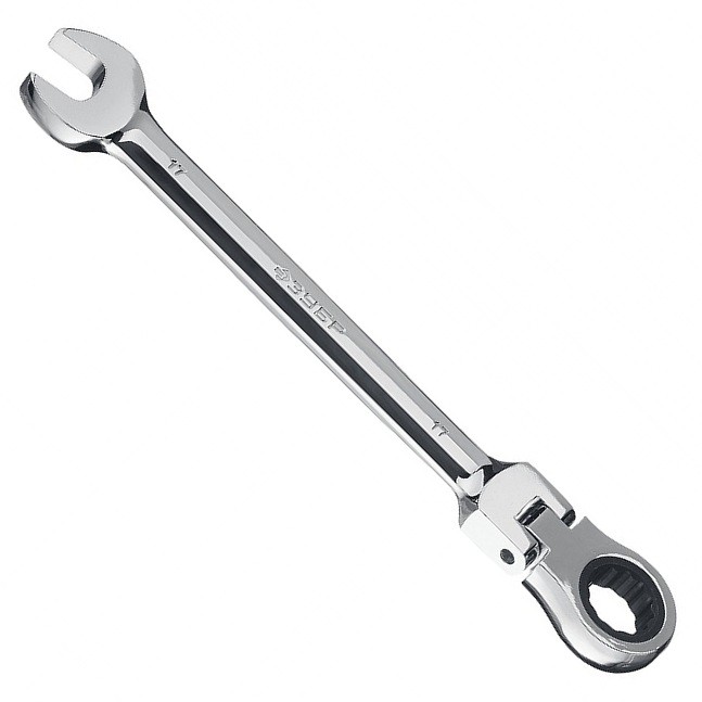 Комбинированный гаечный ключ трещоточный шарнирный 17 мм, ЗУБР ZU-27101-17 - фото