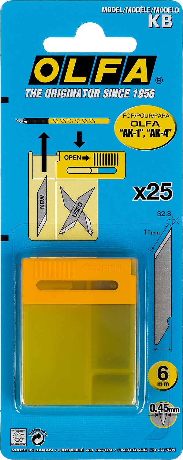 Перовое лезвие для ножа 6 мм OLFA OL-KB, 25 шт - фото