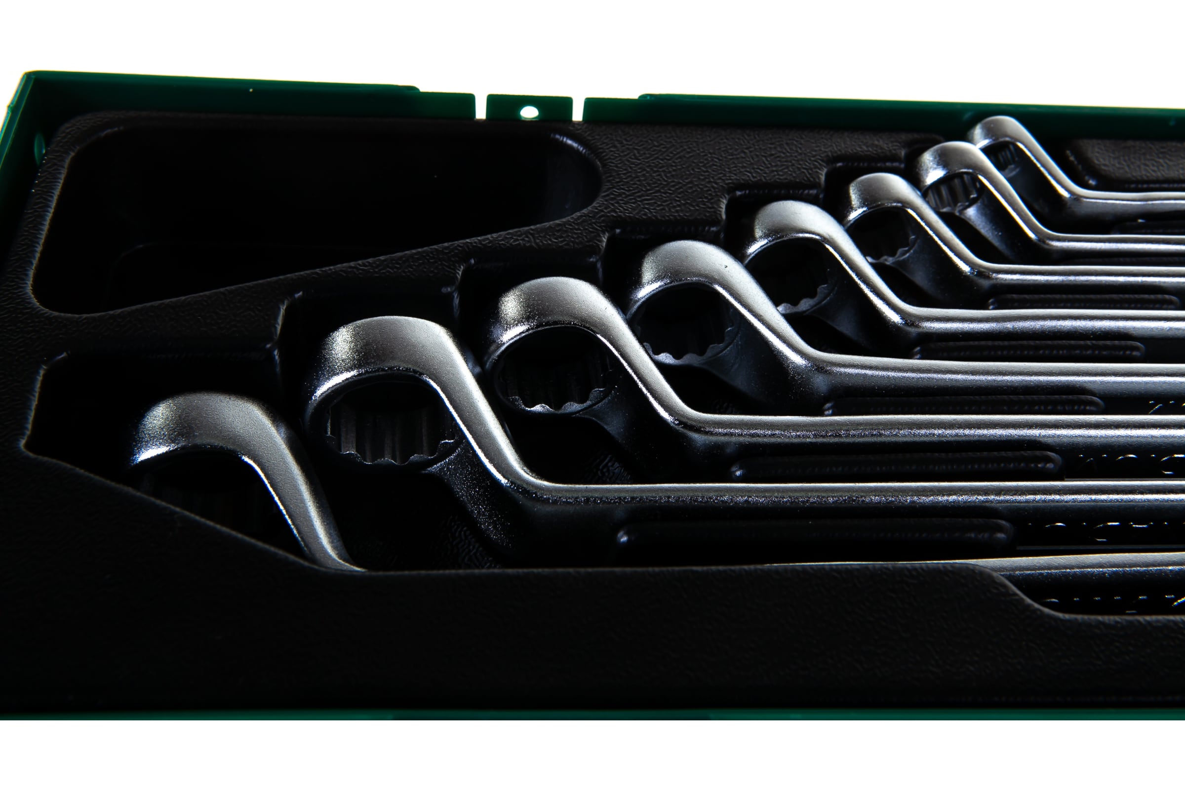 Набор накидных изогнутых 75° ключей, (6-22 мм) Jonnesway W23108ST, 8 штук в ложементе - фото