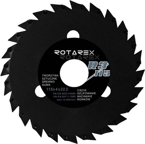 Диск отрезной по дереву Rotarex R3 115х4х22,23 мм (619201) - фото