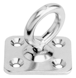 Обушок с кольцом-вертлюгом на прямоугольной пластине 8396, нержавеющая сталь А2 - фото