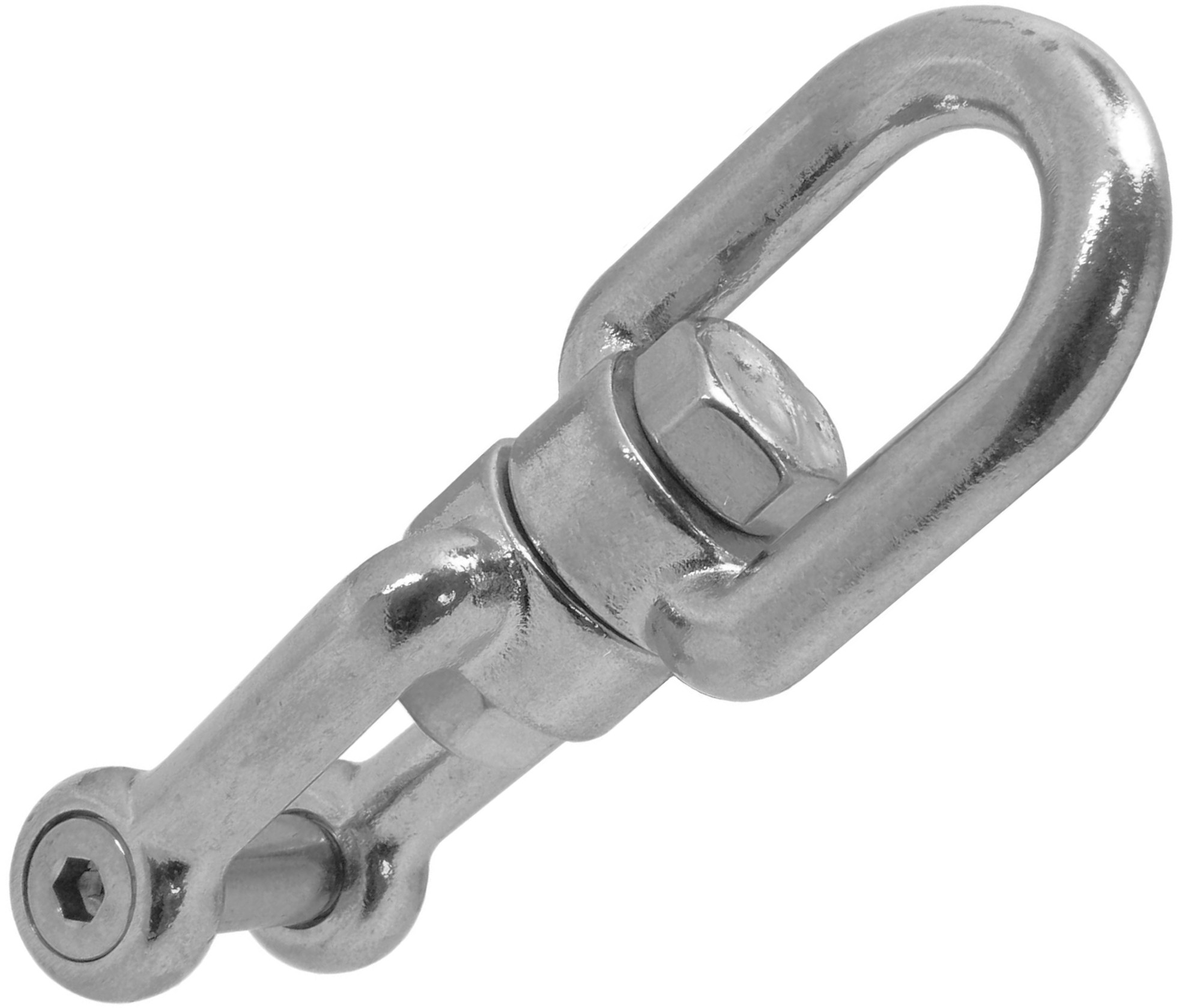 Вертлюг кольцо-вилка с внутренним шестигранником 814105, нержавеющая сталь А4 - фото