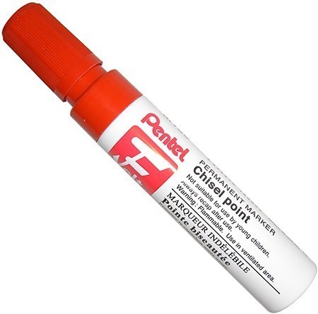 Перманентный маркер 10,2/13,5 мм Pentel Jumbo Felt Pen M180-B, красный - фото