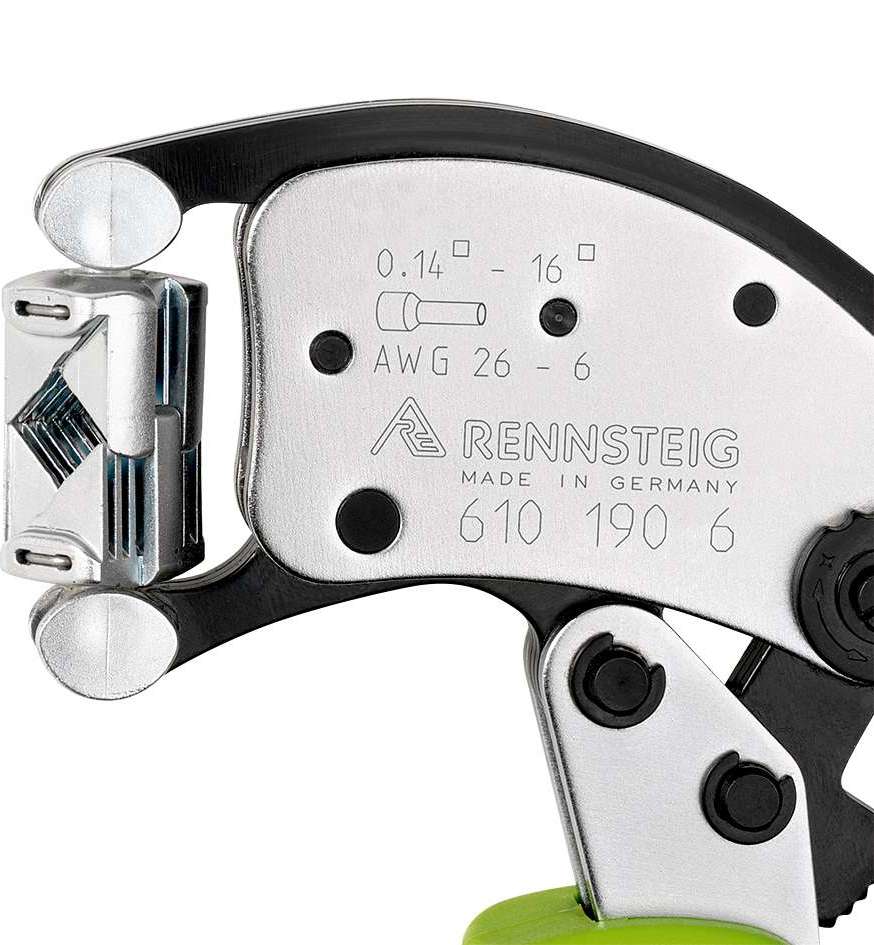 Пресс-клещи для гильз 0,14 - 16 мм² вращаемая 360° плашка Rennsteig Twistor 16 RE-6101906, сталь - фото
