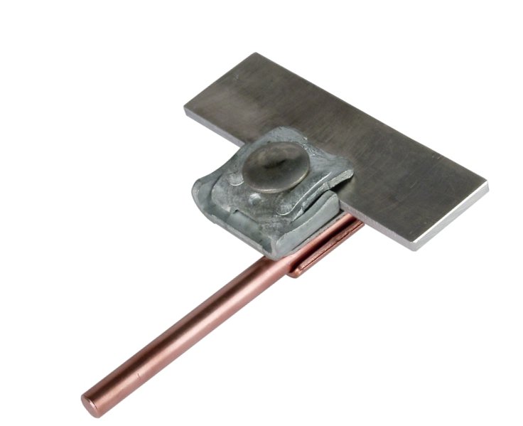 Биметаллическая фальцевая клемма для медного фальца 0,7-8 мм, медь/оцинкованная сталь - фото
