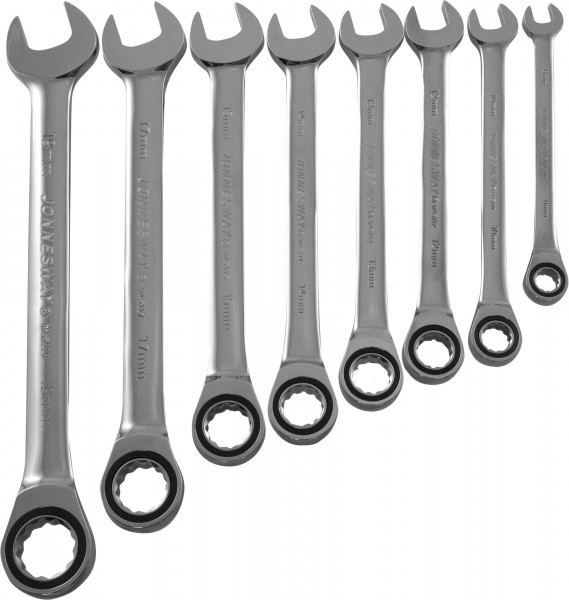 Набор ключей гаечных комбинированных трещоточных на держателе, 10-19 мм, 8 предметов Jonnesway W45108S - фото