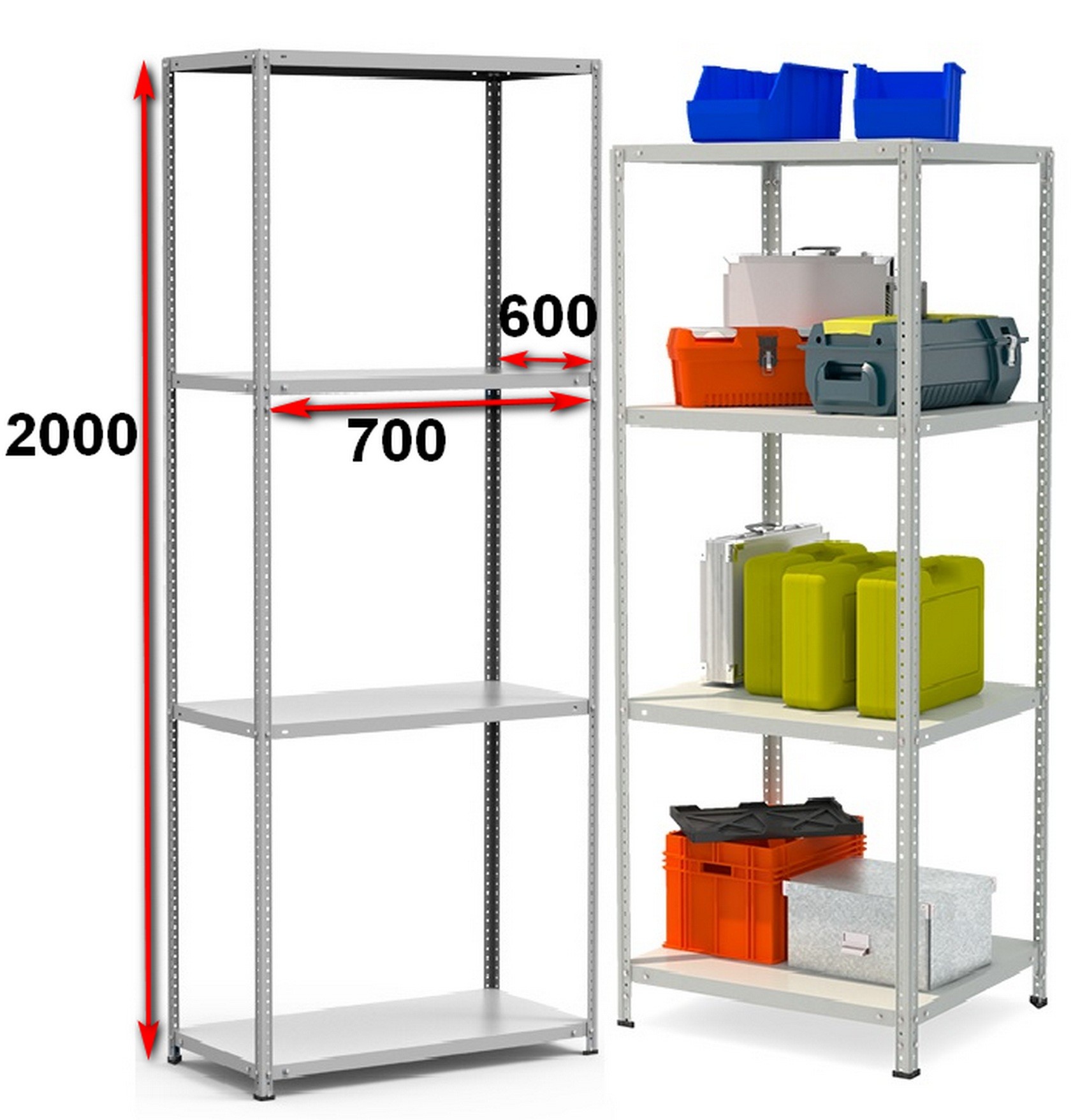 Стеллаж металлический до 150 кг, 4 полки Металл-завод СТФ 764-2,0 2000х700х600 мм - фото